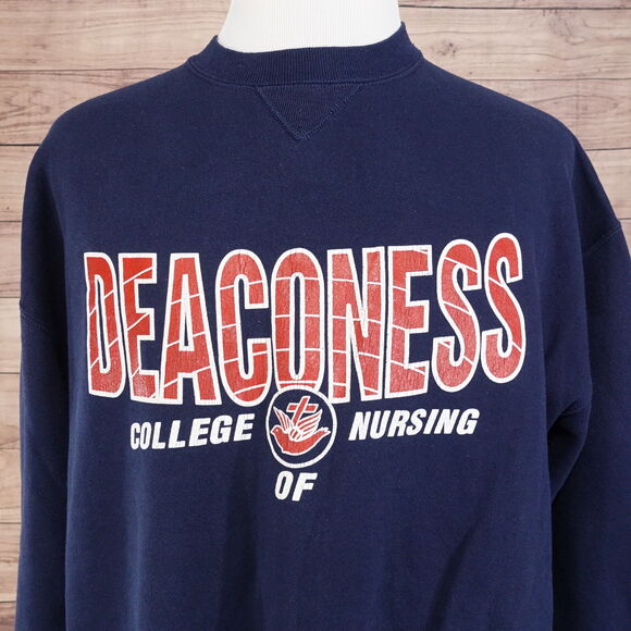 VINTAGE DEACONESS COLLEGE OF NURSING USA MADE RUSSELL ATHLETIC SWEATSHIRT XL - Picture 1 of 8
